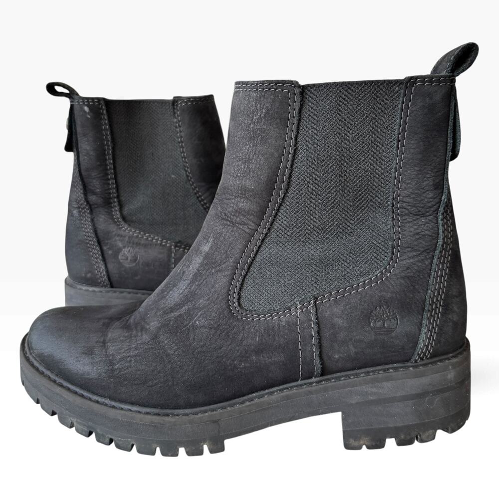 Timberland Courmayeur Valley Chelsea Black Nubuck Lug Boots A1J66 Women’s 9